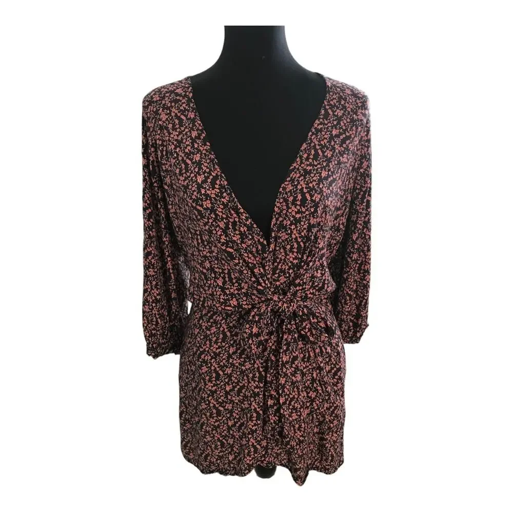 *  New ~ FREE PEOPLE ~ Clara Floral Mini Tunic Dress~ sz S MIni Cabincore